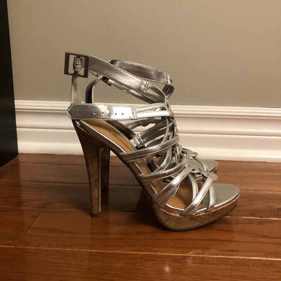 Delicious Silver High Heel Sandals - Picture 2 of 4